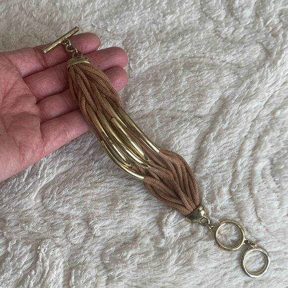 Bella & Jack Casually Elegant Gold and Tan Bracelet - Picture 6 of 9